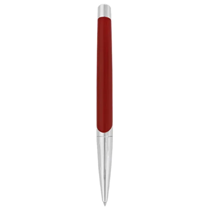 S.T. Dupont Defi Millennium Silver and Matte Red Ballpoint Pen