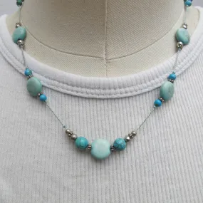 Turquoise Magnesite Hand-Knotted Floating Design Necklace