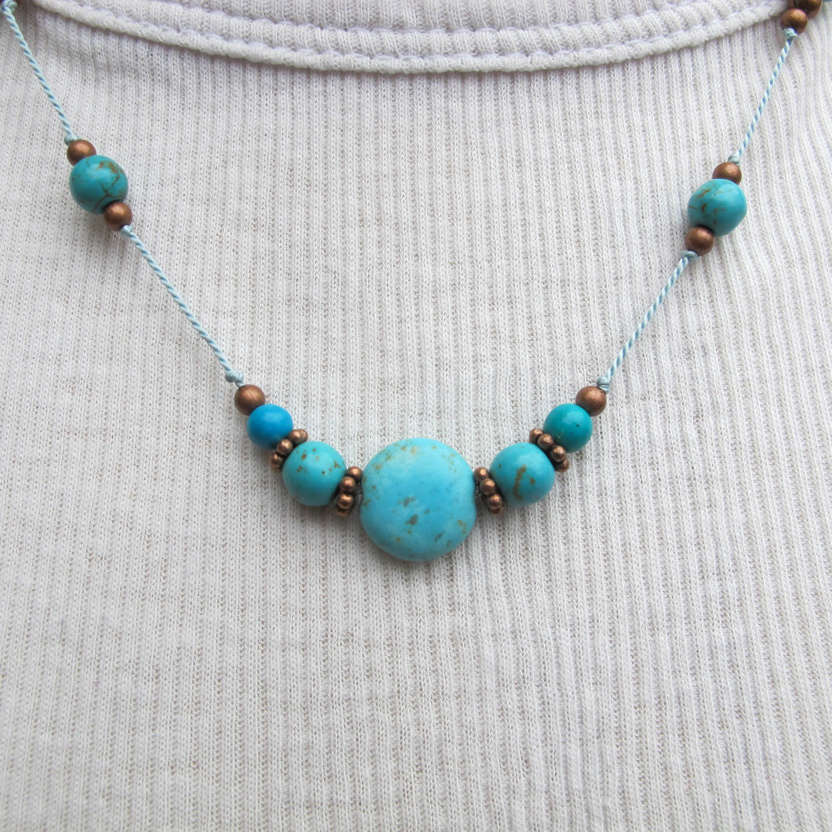 Turquoise Magnesite Hand-Knotted Illusion Necklace