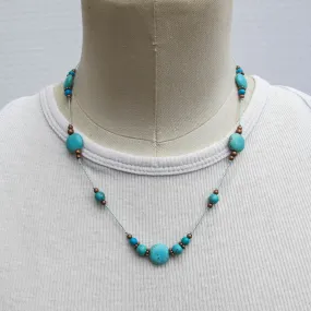 Turquoise Magnesite Hand-Knotted Illusion Necklace