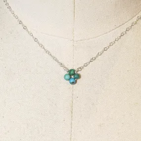 Turquoise Tiny, 4-Leaf Clover Gemstone Necklace