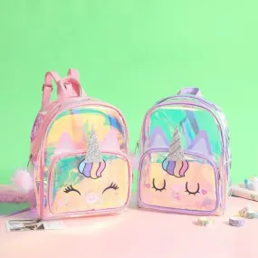 Unicorn Children's Transparent Colorful Backpack and School Bag