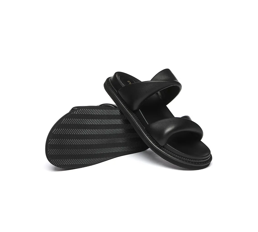 Women Slides Leather Padded Twist Slip-on Sandals Eloise