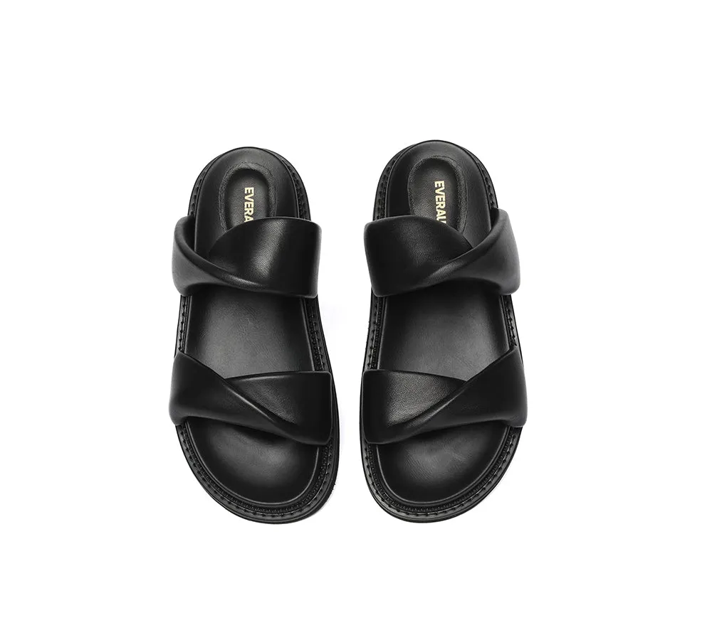 Women Slides Leather Padded Twist Slip-on Sandals Eloise