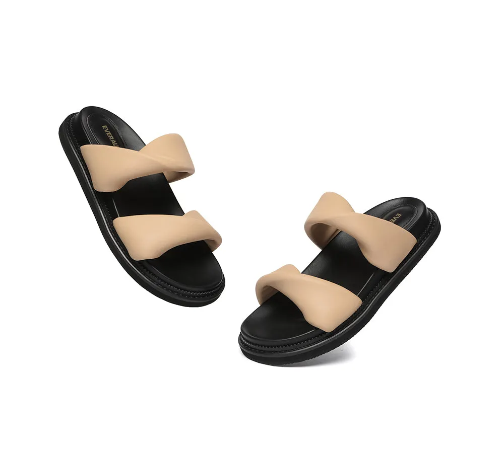 Women Slides Leather Padded Twist Slip-on Sandals Eloise