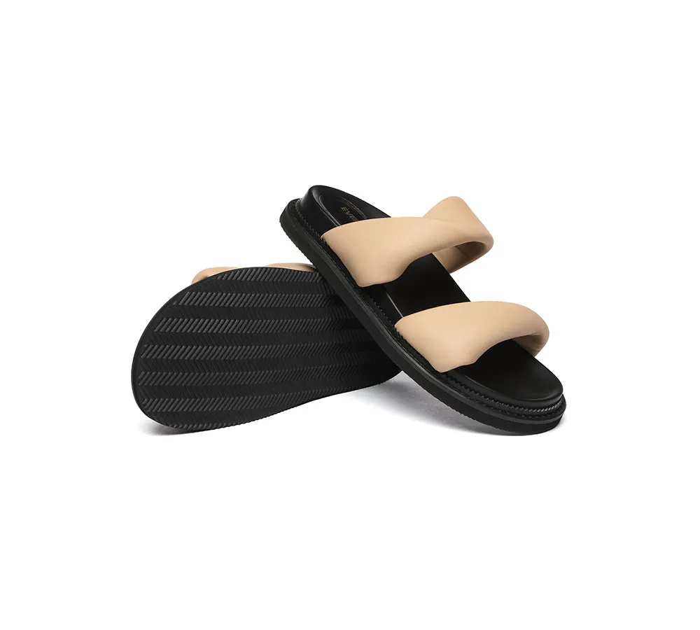 Women Slides Leather Padded Twist Slip-on Sandals Eloise