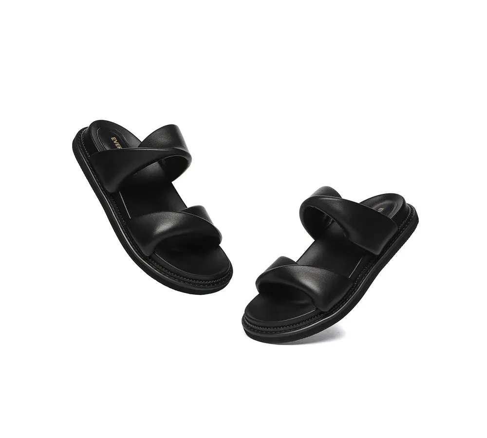 Women Slides Leather Padded Twist Slip-on Sandals Eloise