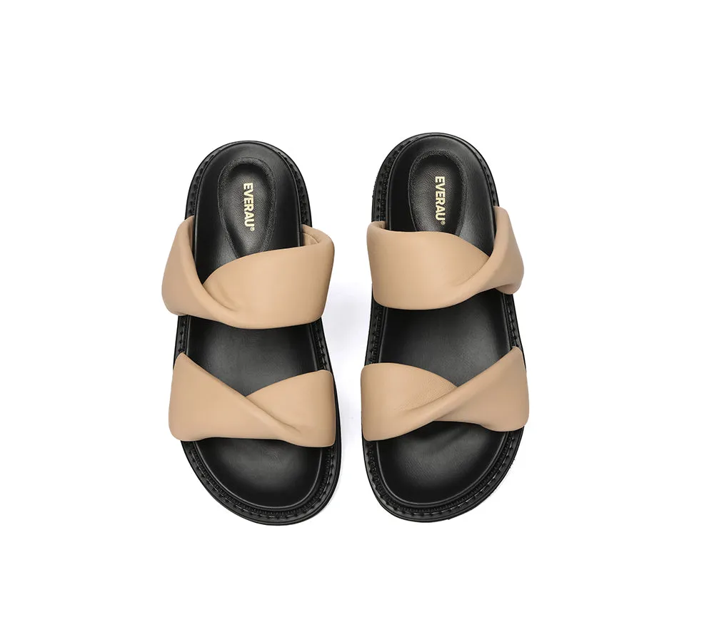 Women Slides Leather Padded Twist Slip-on Sandals Eloise